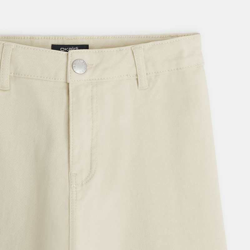 Pantalon large toile stretch blanc fille
