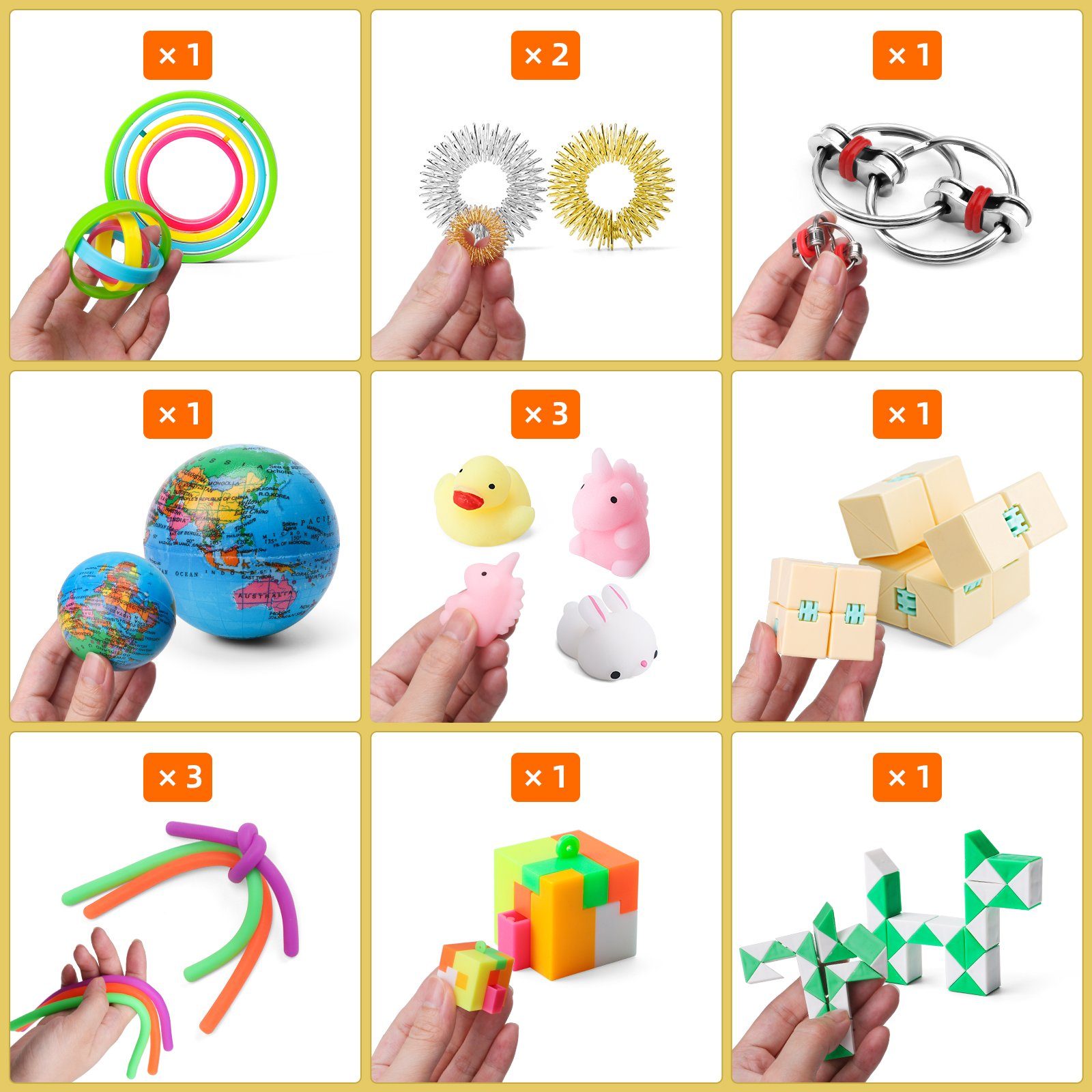 Coradoma Lernspielzeug Fidget Toys Set - Anti Stress Spielzeug Pop It Squishy Mochi Sensorik (27-St)