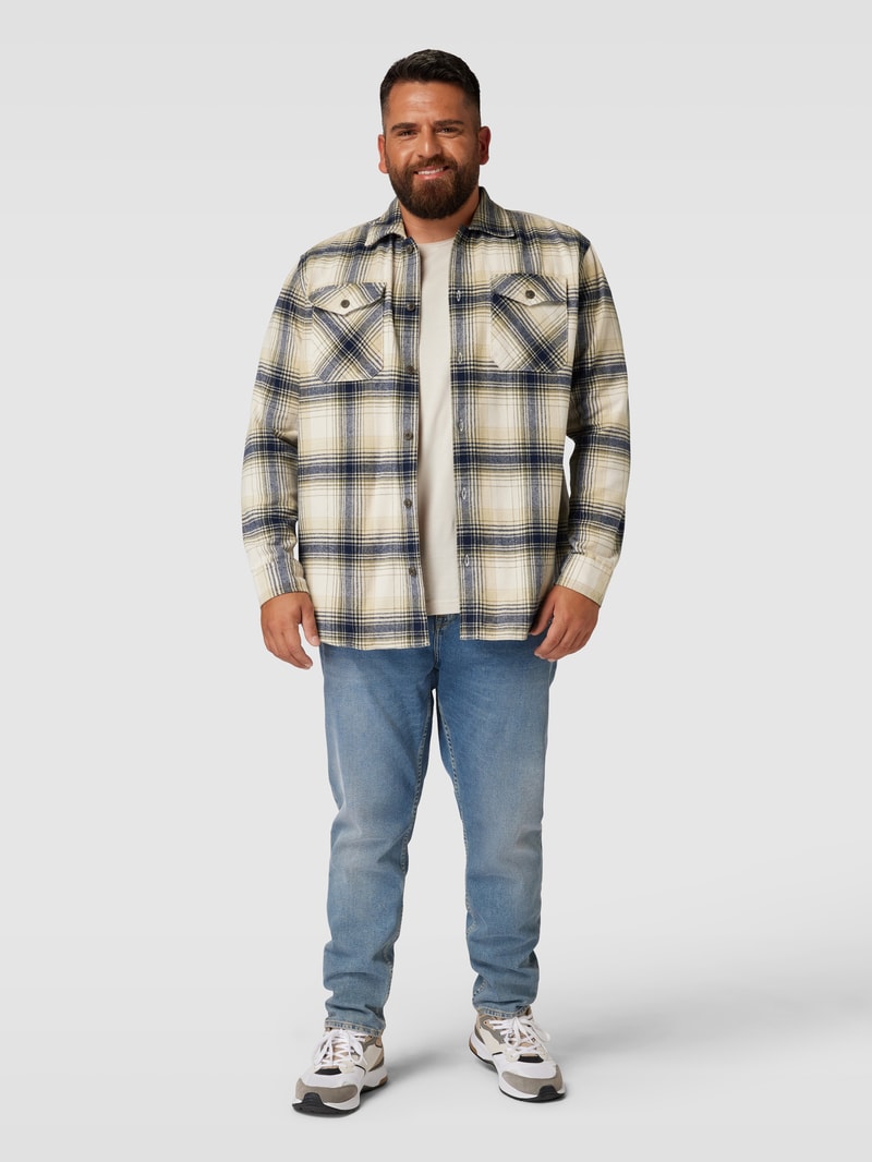 PLUS SIZE Overshirt mit Brusttaschen Modell 'EDDIE' in beige