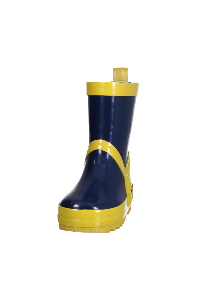 Playshoes Gummistiefel uni in Marine/Gelb günstig kaufen