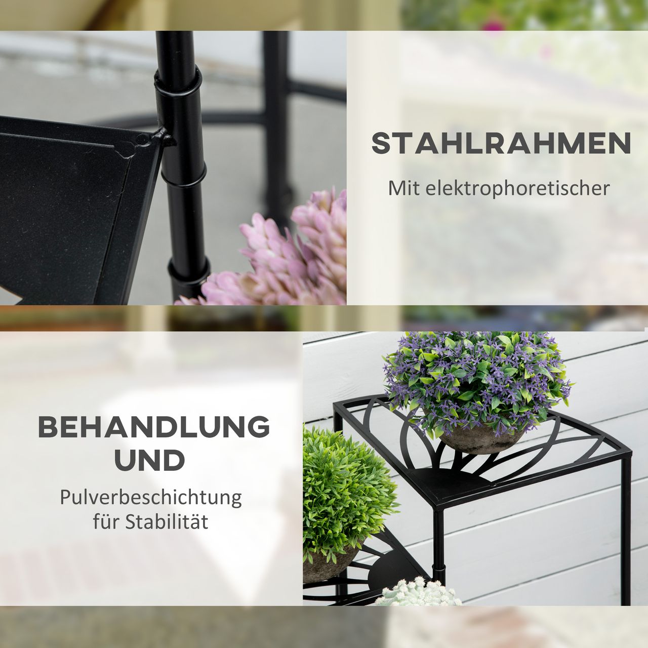 Outsunny Blumenregal Klappbar, Pflanzentreppe mit 4 Etagen, Pflanzenregal
