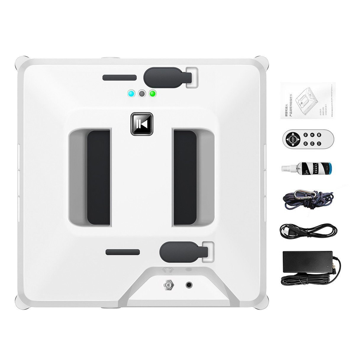 Hikeren Fensterputzroboter Fenstersauger,3000Pa,Automatischer Fensterputzer,Doppelter Wassertank, Mehrfachschutz, Sicherheitsseil, USV-Stromausfallschutz