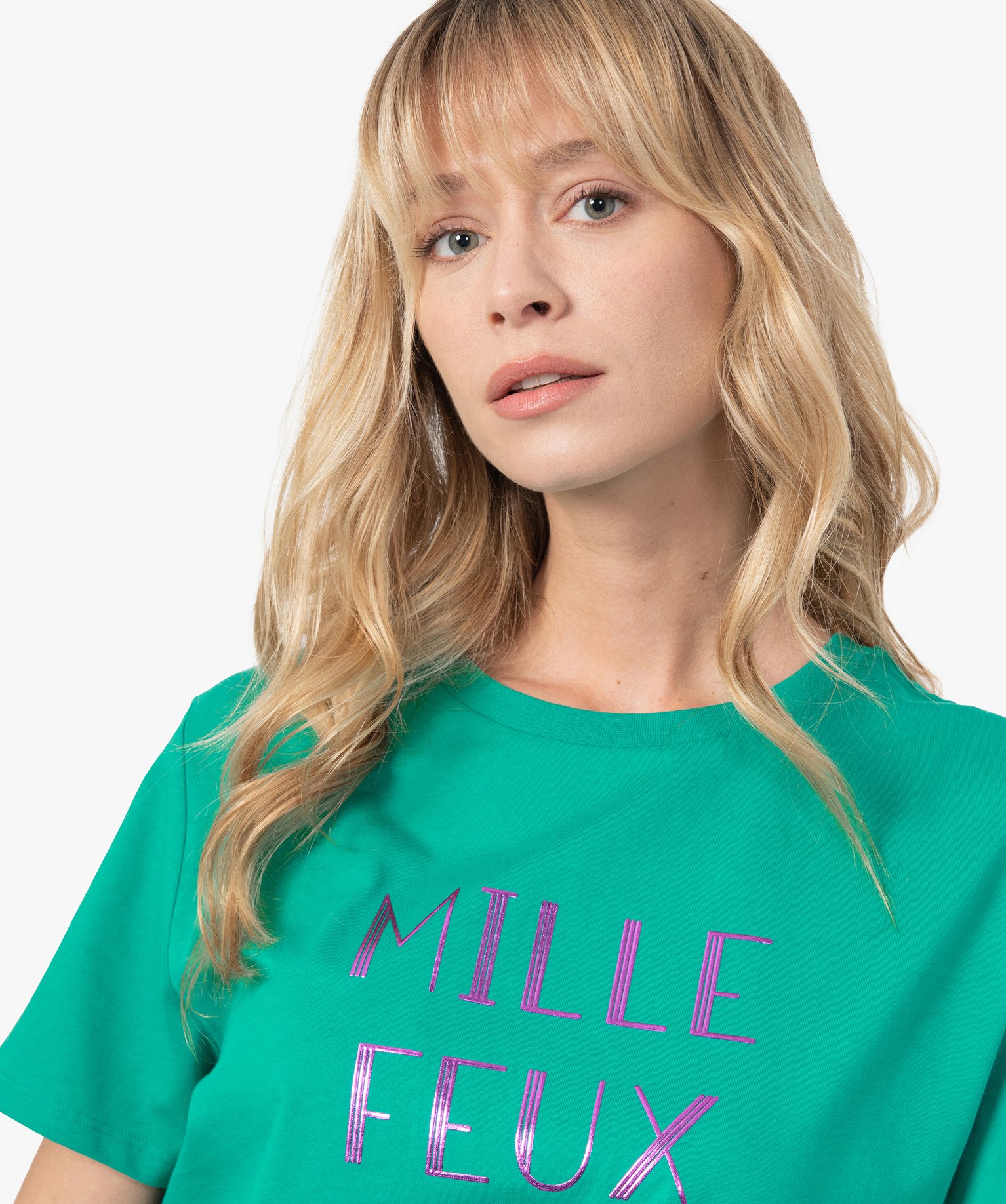 Tee-shirt femme avec message scintillant | GEMO