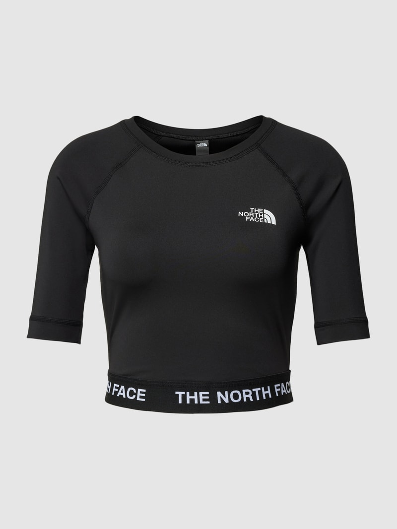 Cropped Longsleeve mit Label-Detail in schwarz
