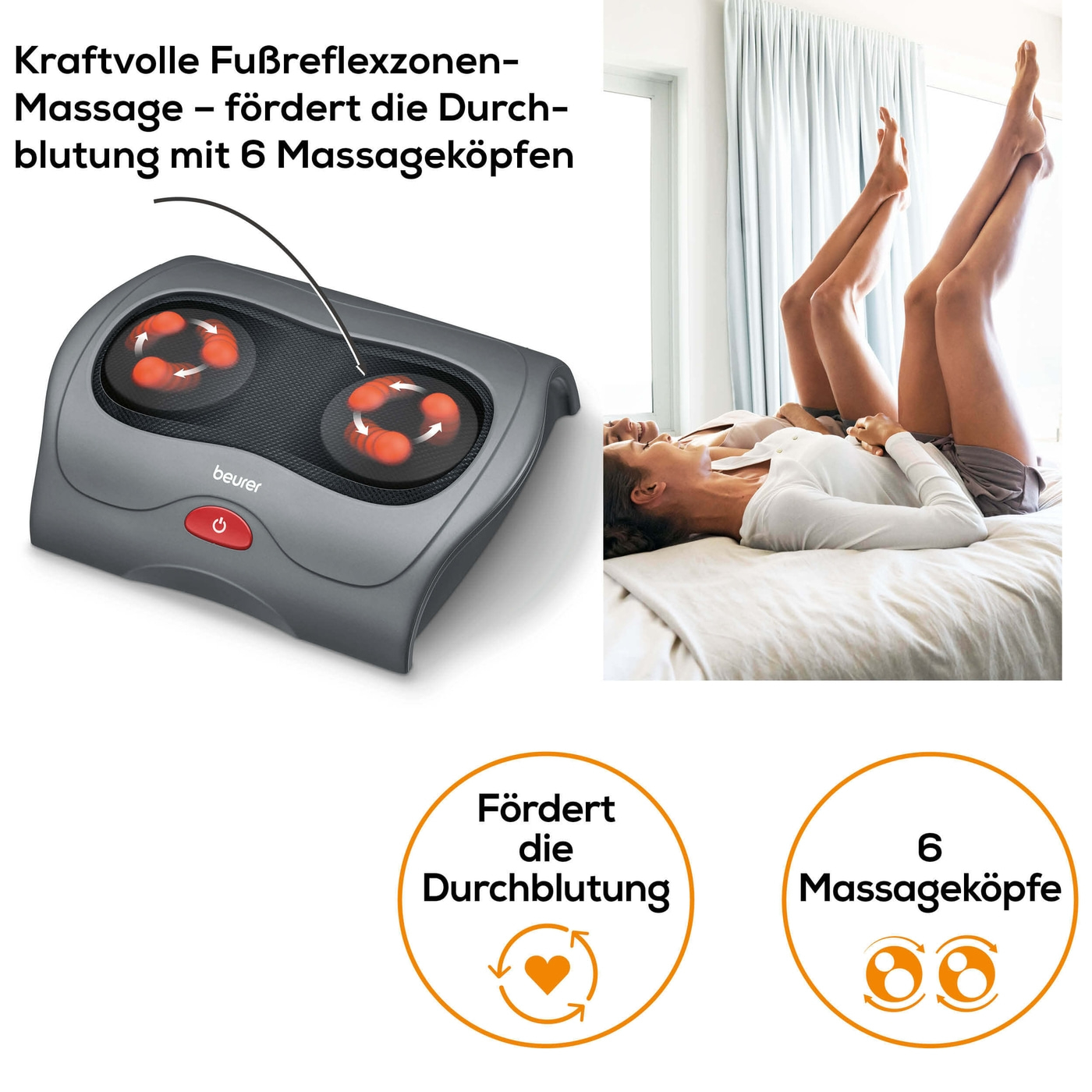 Beurer Shiatsu-Fußmassagegerät - FM 39-Durchblutungsfördernde Fußreflexzonenmassage mit dem Shiatsu-Massagegerät