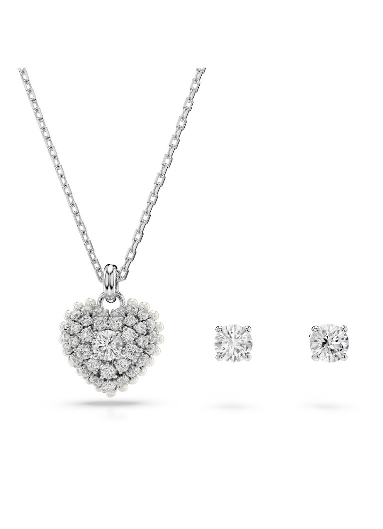 Swarovski Hyperbola set of necklace and stud earrings with crystal