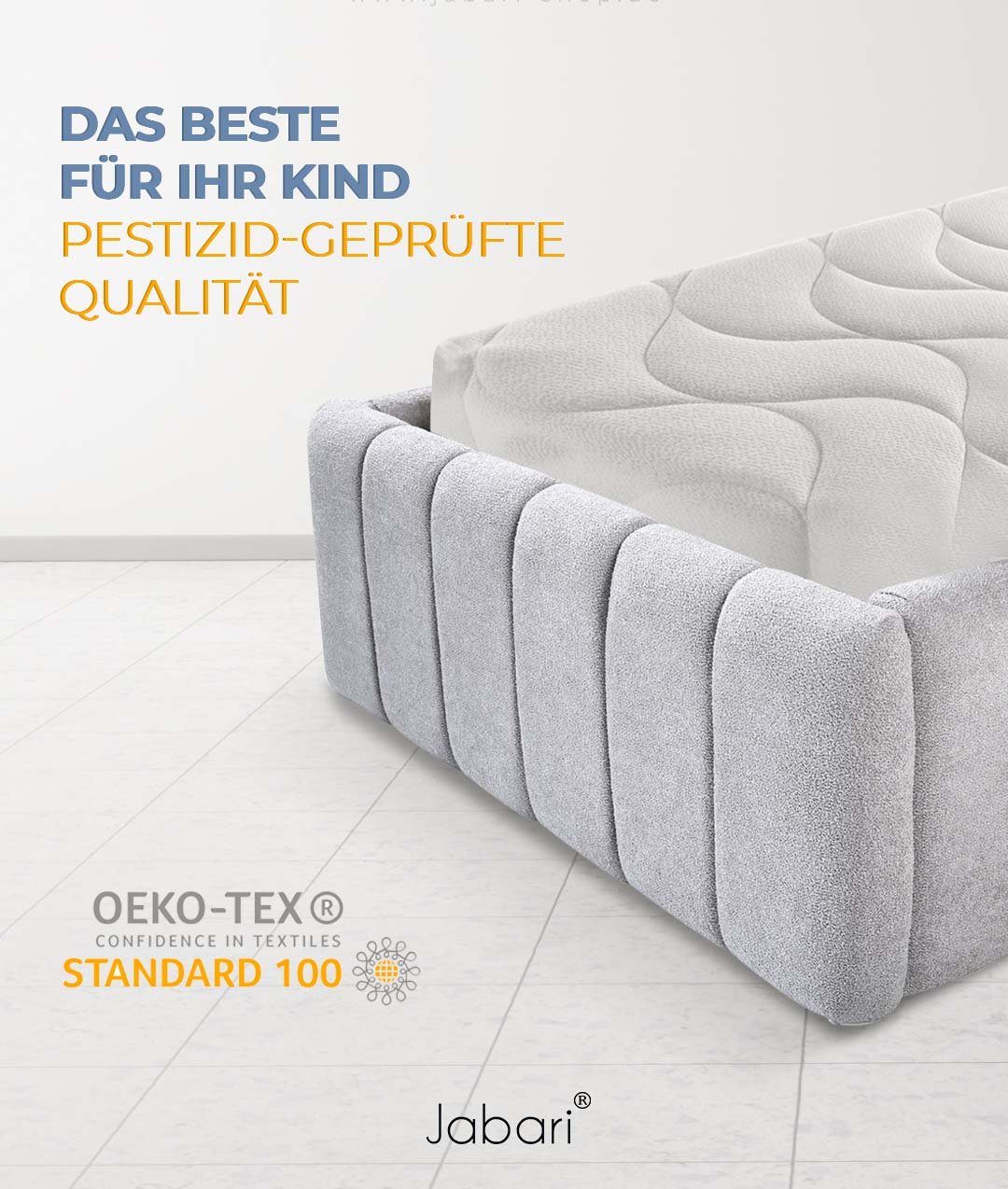 Kindermatratze SUSU, Jabari, 12 cm hoch, Babymatratze 60x120 cm für Babybett oder Wiege, Kindermatratze 60x120 Jugendmatratze, mit Hochwertige Qualität Bezug, Belastbar bis 70 kg, Optimales Schlafklima (atmungsaktiv durch Klimawatte)