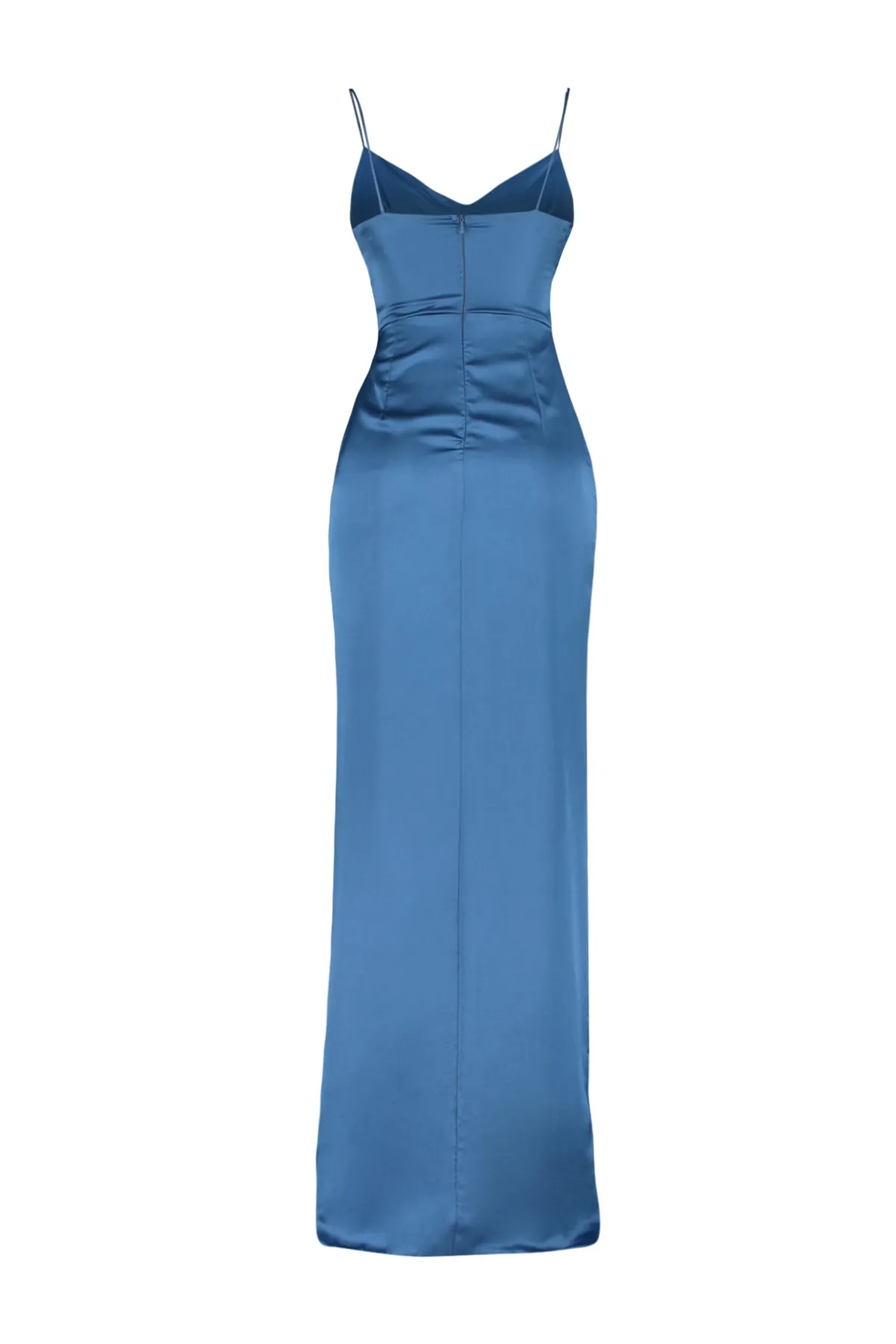 Trendyol Collection  Langes Abendkleid aus Satin mit Indigo-Kragen und Detail TPRSS21AE0065
