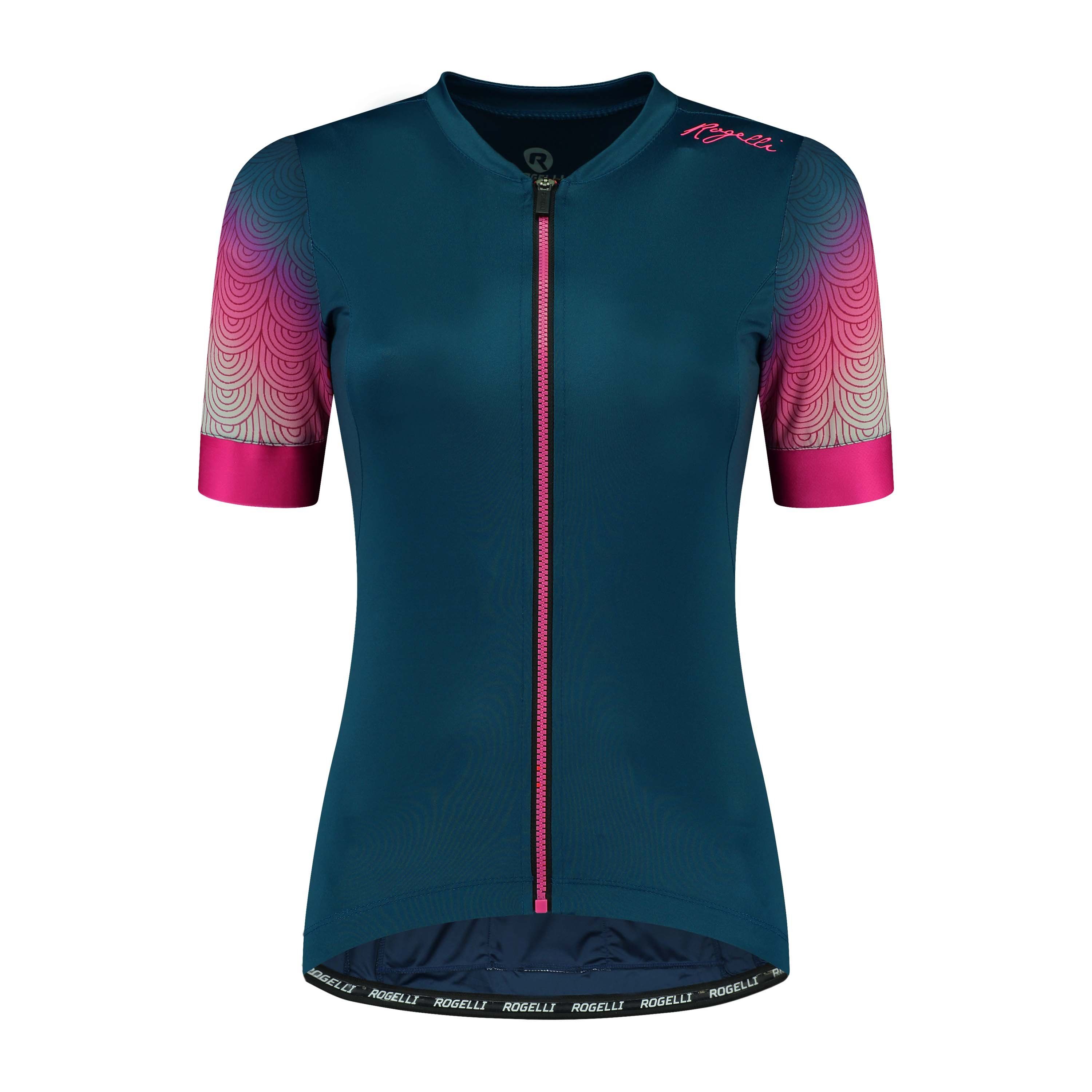 Rogelli Waves Blau/Rosa Damen Radtrikot Kurzarm