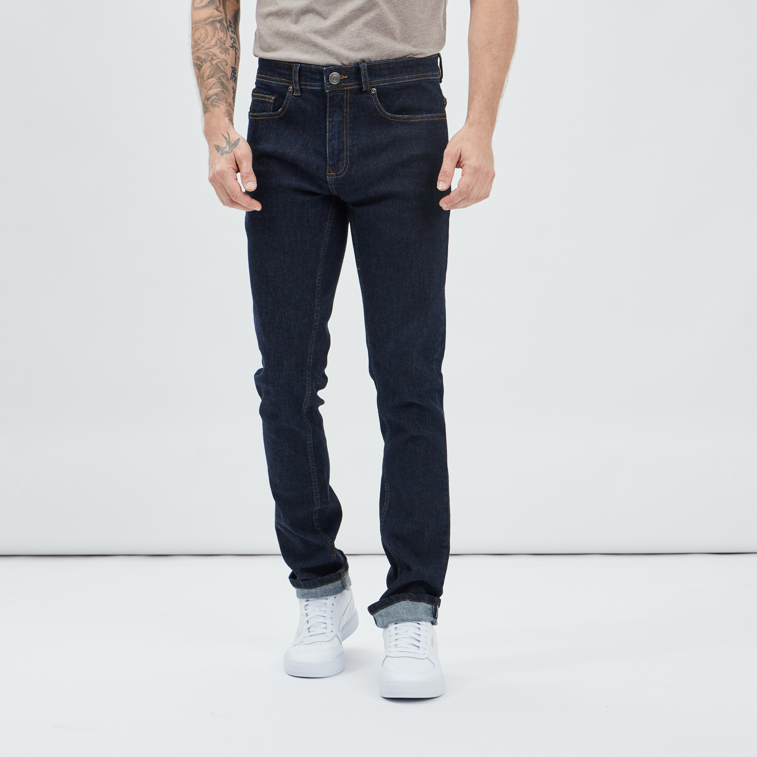 Jeans slim taille standard denim brut homme | La Halle