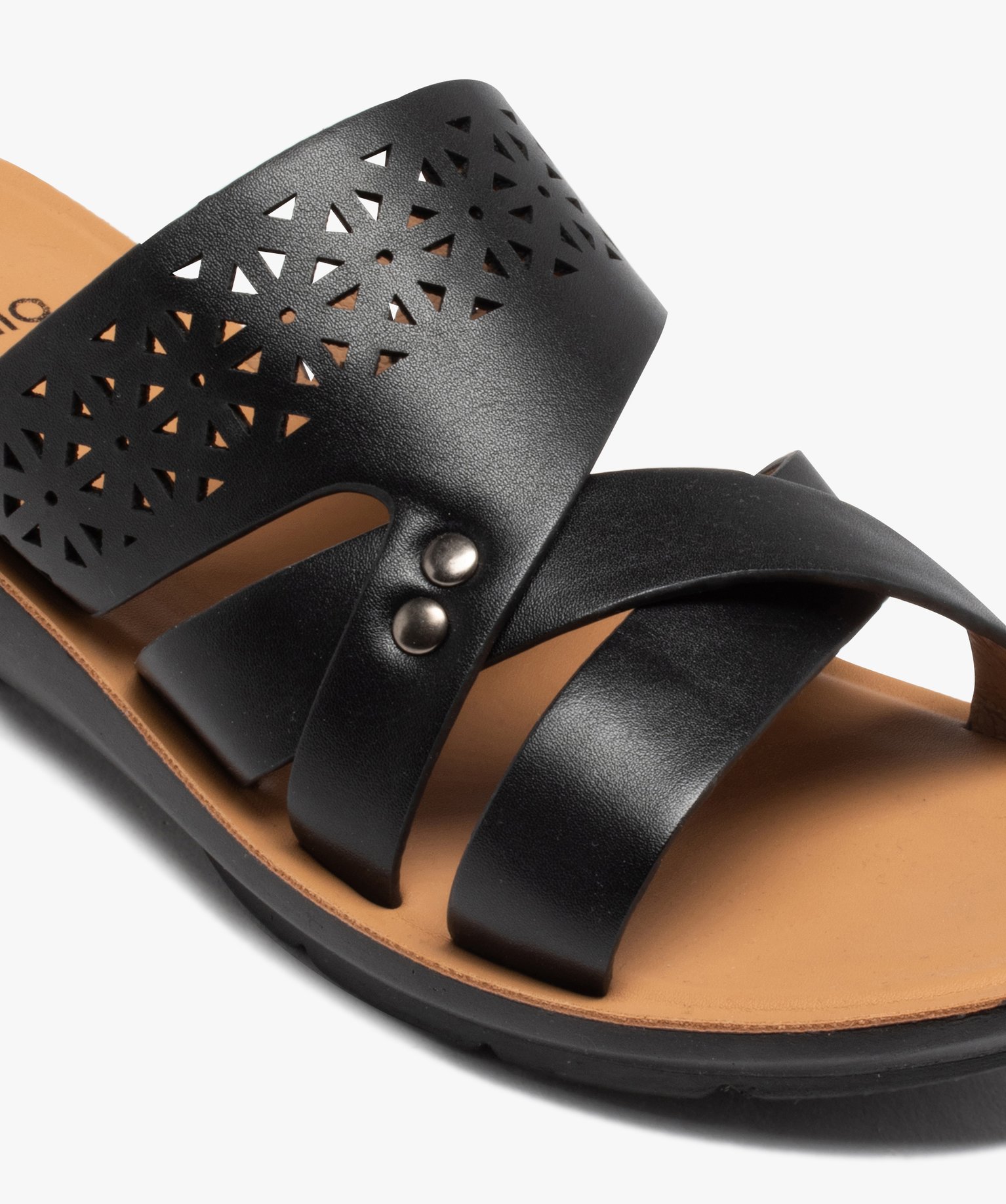 Mules femme confort unies à bride ajourée noir | GEMO