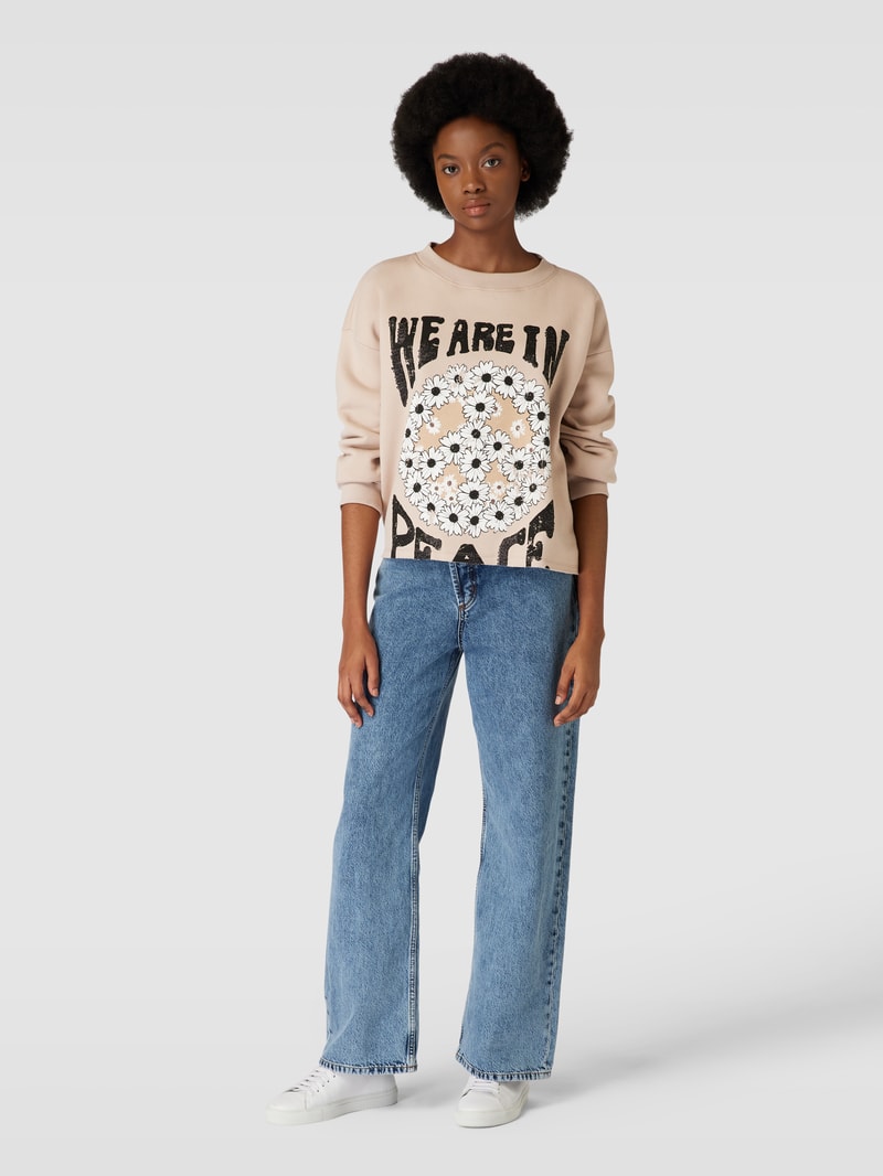 Sweatshirt mit Motiv-Print Modell 'Daisy' in beige