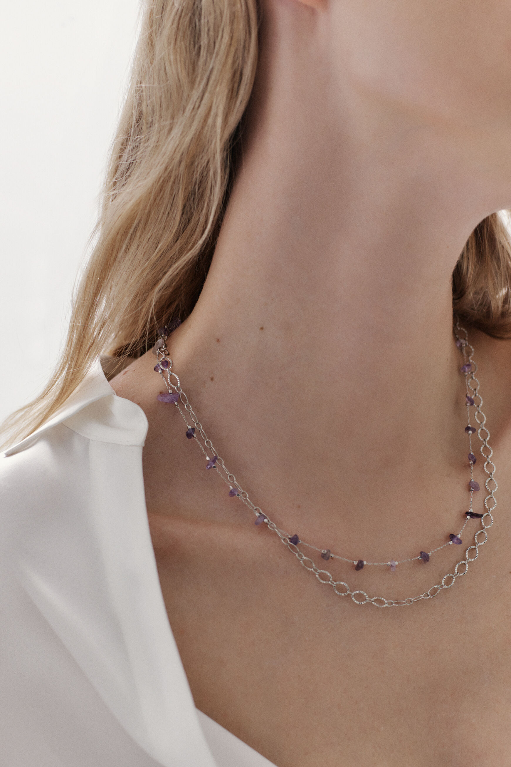 collier cesia gris argent femme