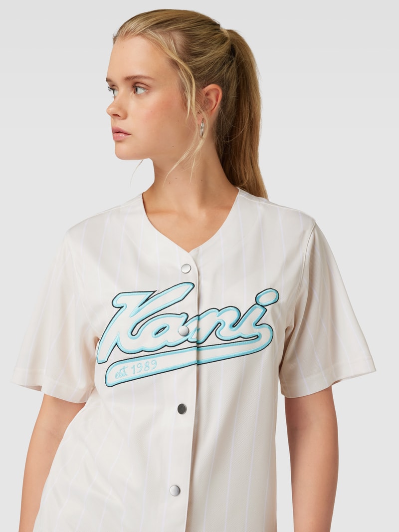 T-Shirt mit  Nadelstreifen Modell 'Varsity Psychedelic' in offwhite