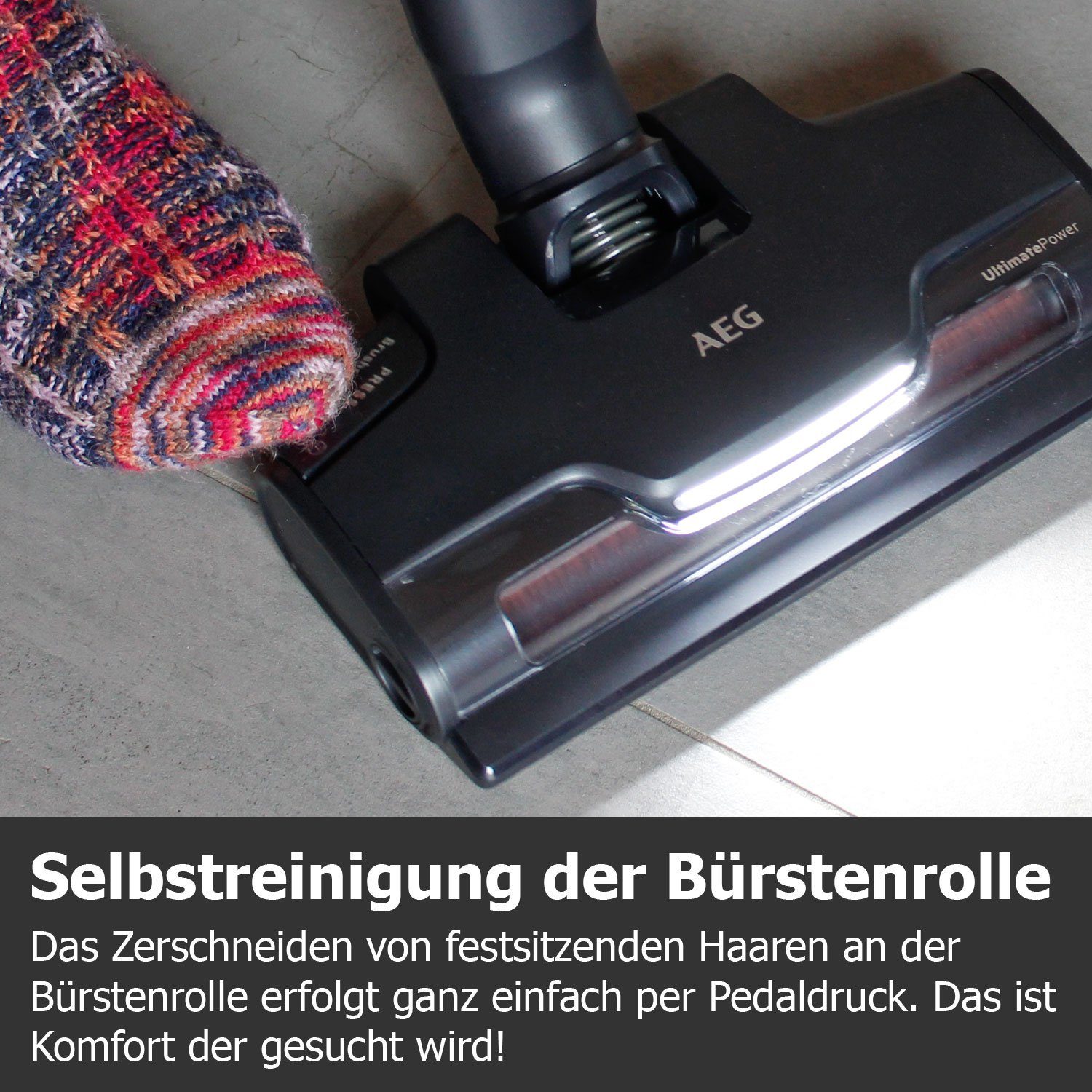 AEG Akku-Hand-und Stielstaubsauger Ultimate 8000 AP81UB25UG, beutellos, selbstreinigende Bürstrolle, LED-Licht, 3 Stufen & Auto-Modus