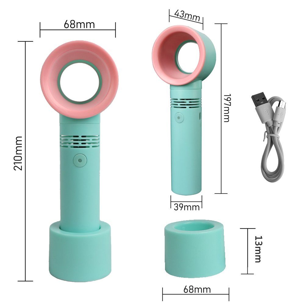 KAHOO Mini USB-Ventilator Blattloser Handventilator, USB-Ventilatoren, 3 Tempo