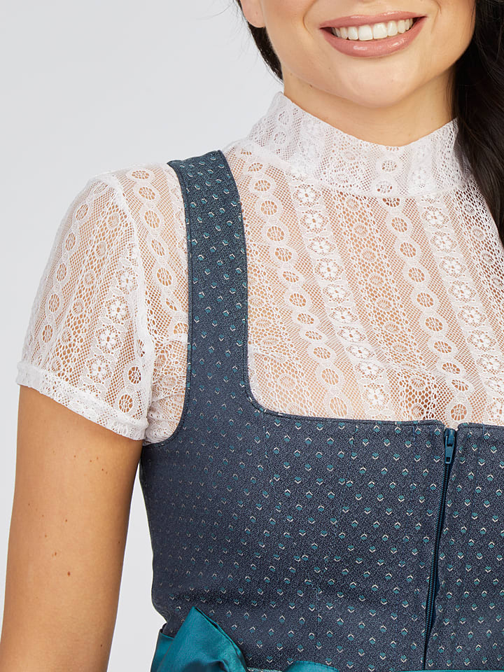 Turi Landhaus Dirndl in Dunkelblau/ Petrol günstig kaufen