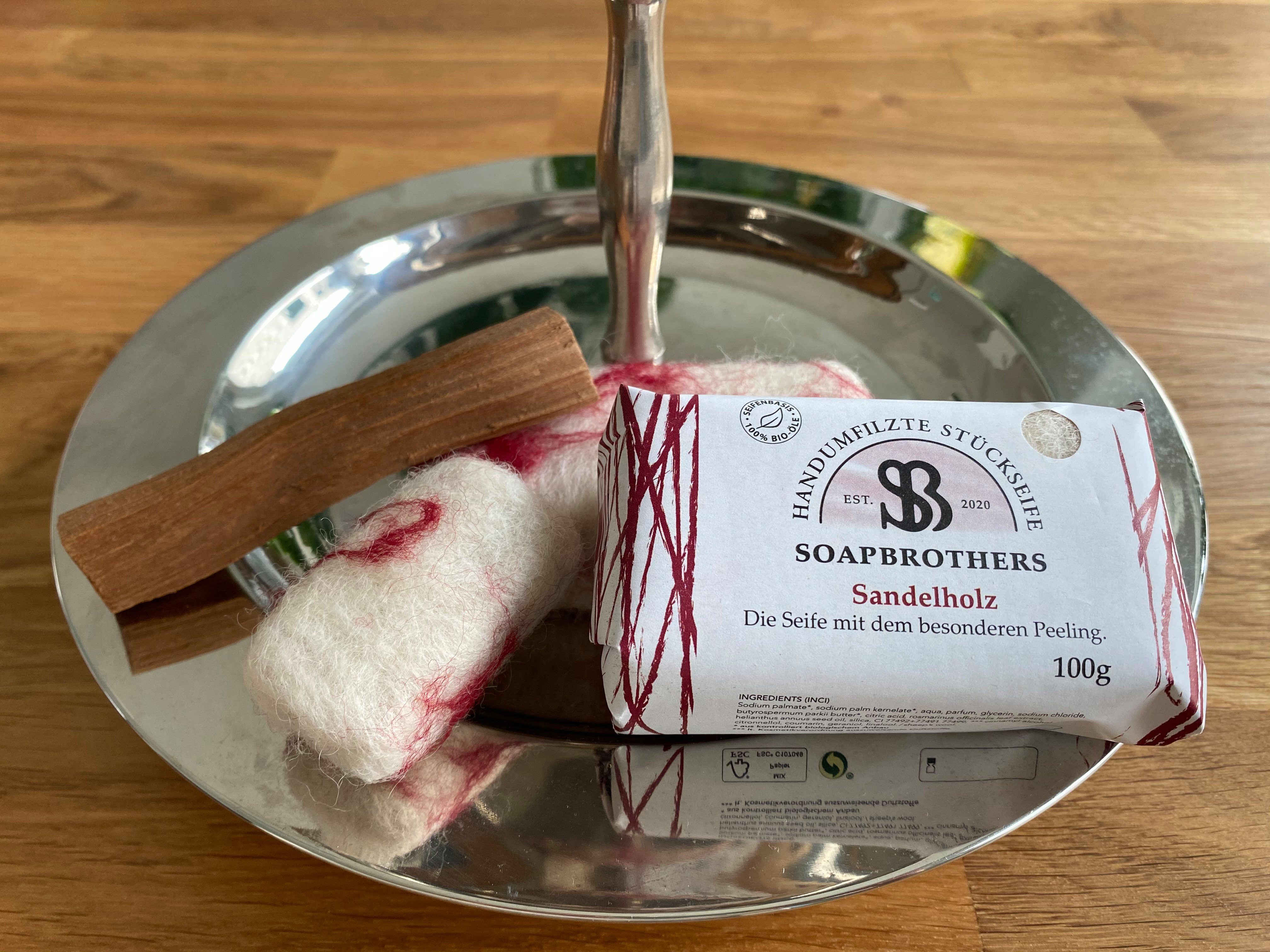 Soapbrothers Handseife Naturkosmetik, Bio-Seife, Handseife in 8 Duftsorten mit Peeling-Effekt, 1-tlg., Filzseife, Naturkosmetik