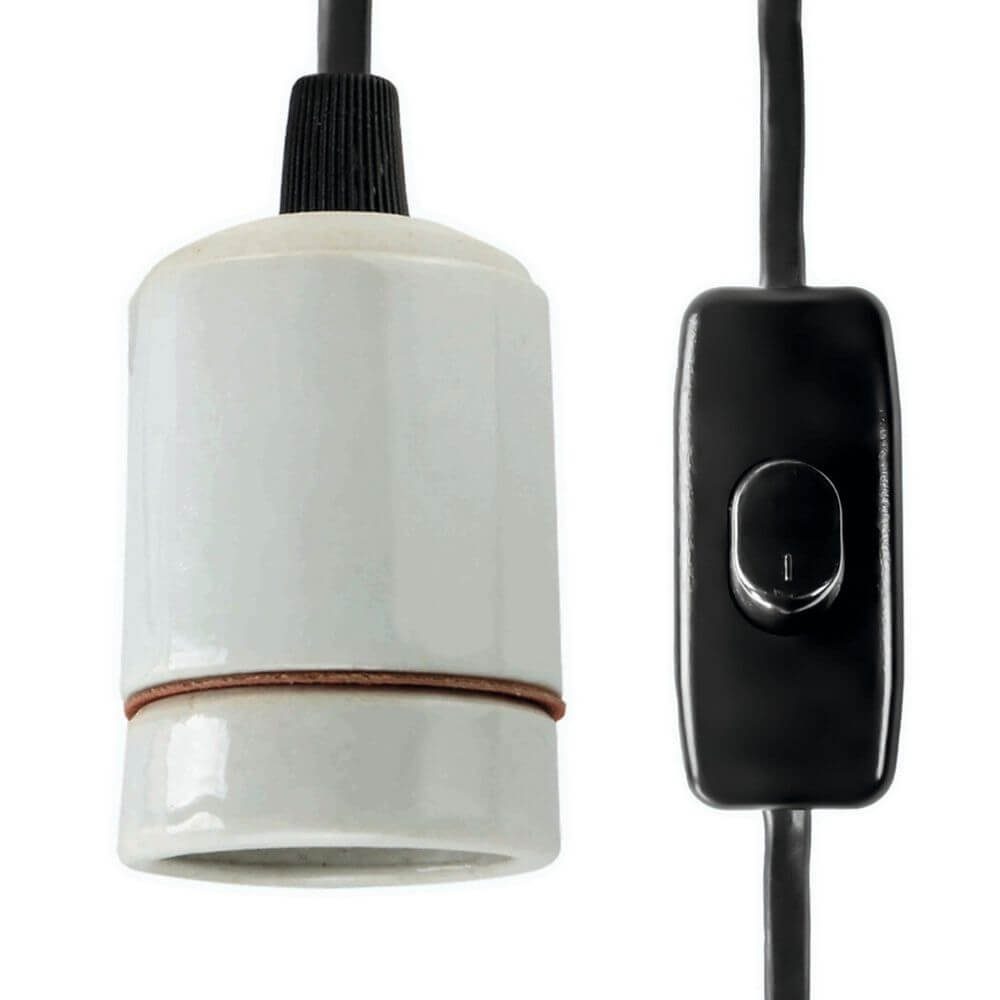 Happet Terrarium Porzellanfassung mit Kabel für E27 - 250 W Keramikfassung Schalter