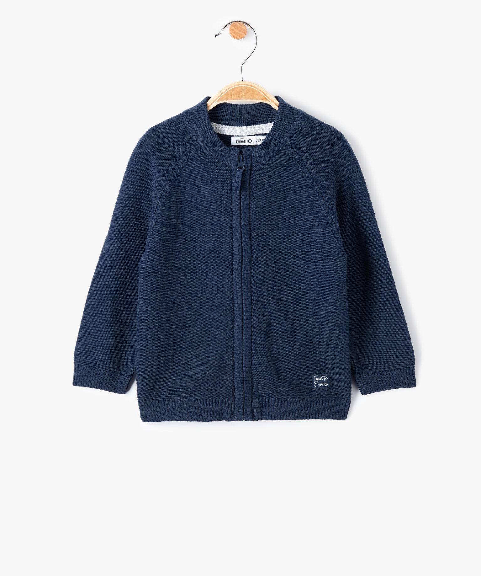 Gilet bébé en maille à fermeture zippée marine | GEMO