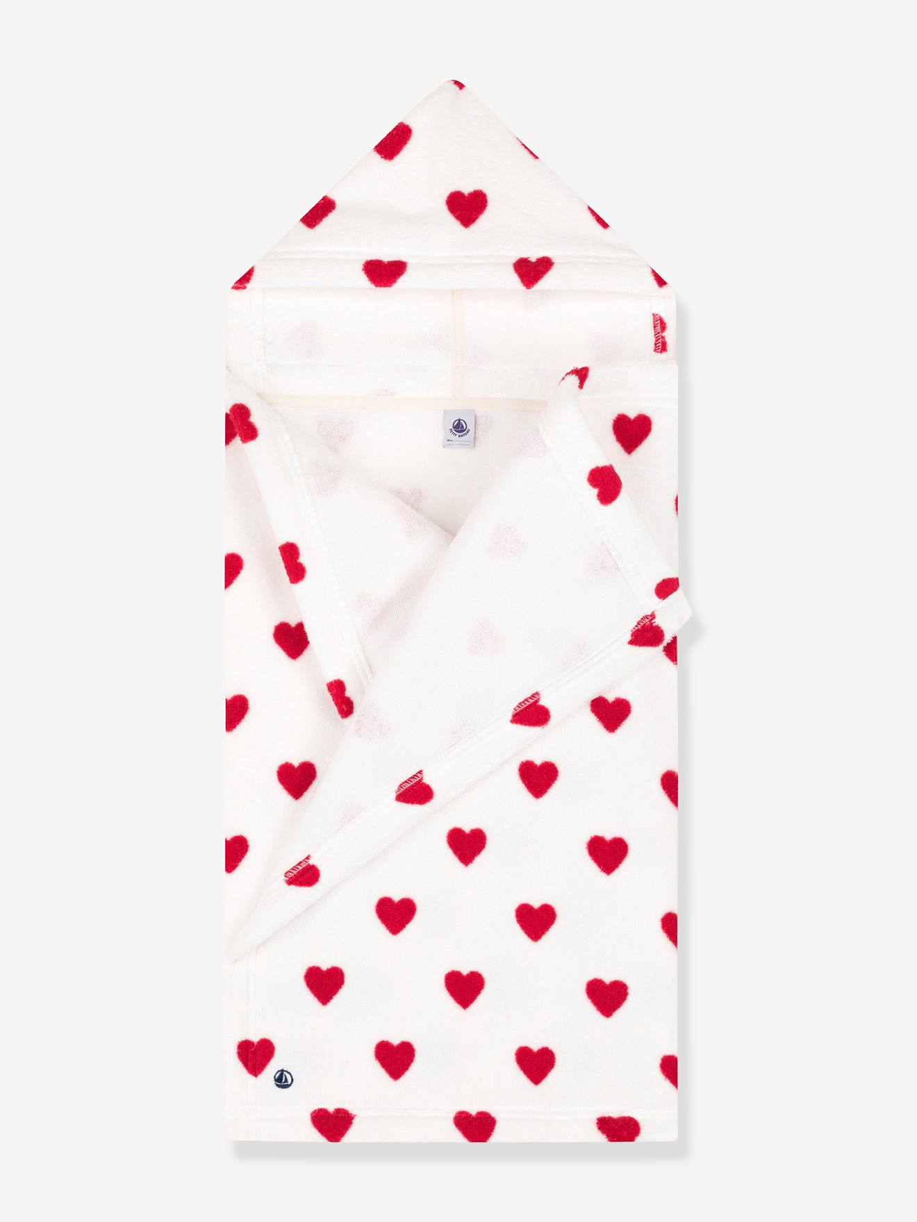 Petit Bateau Baby Badecape Herzen PETIT BATEAU - weiß bedruckt
