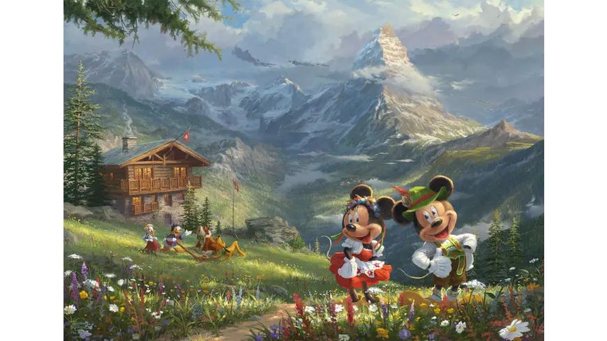 Schmidt Spiele - Erwachsenenpuzzle - Mickey & Minnie in den Alpen,  1000 Teile