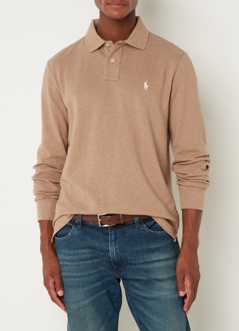 Cămașă cu mânecă lungă din bumbac piqué Polo Ralph Lauren, cu croială slim și croială ajustată