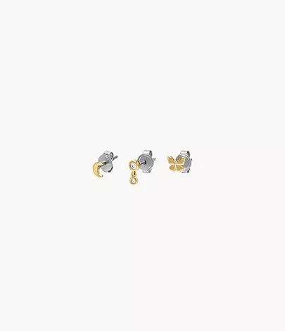 Fossil Set Ohrringe All Stacked Up Butterfly Metall goldfarben
