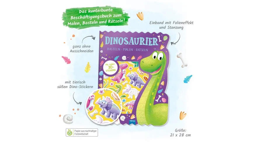 Trötsch Beschäftigungsbuch Malbuch Bastelbuch Dinosaurier