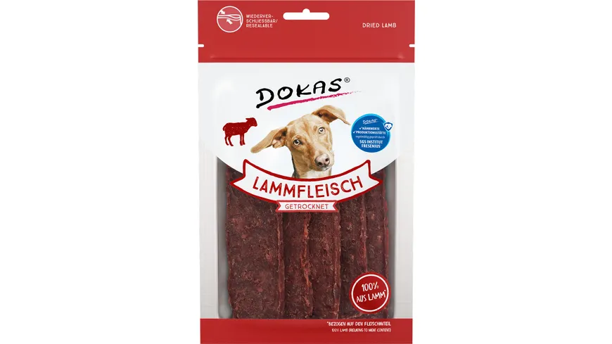 Dokas Hunde Snack Lammfleisch getrocknet 70 g