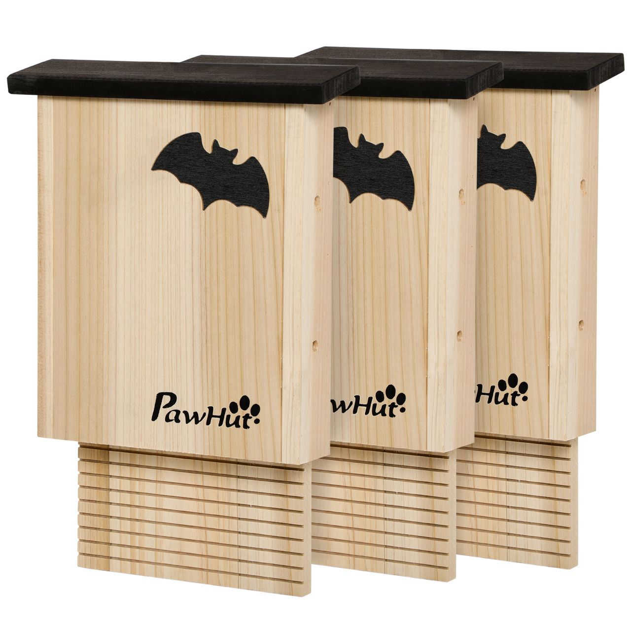 PawHut Fledermauskasten 3er-Set, Fledermaushaus Nistkasten für Fledermäuse, Holz
