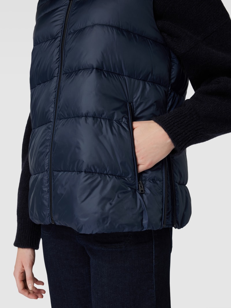 Oversized Steppweste mit Reißverschlusstaschen in marineblau