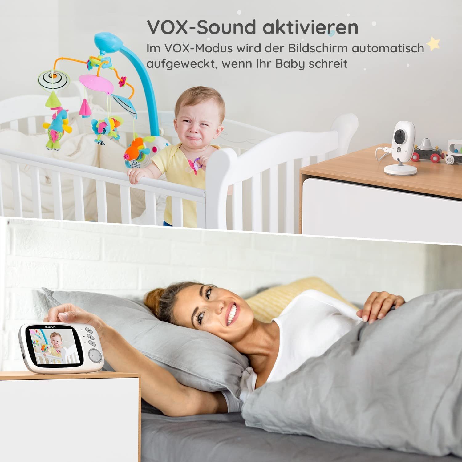 Boifun Babyphone Babyphone mit Kamera, 3.2