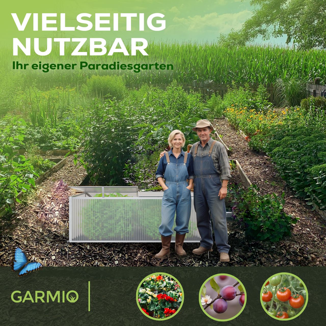 Garmio Frühbeet Mini Gewächshaus Calla Dachfenster, UV-Schutz, Alu Frühbeet, Mini-Gewächshaus