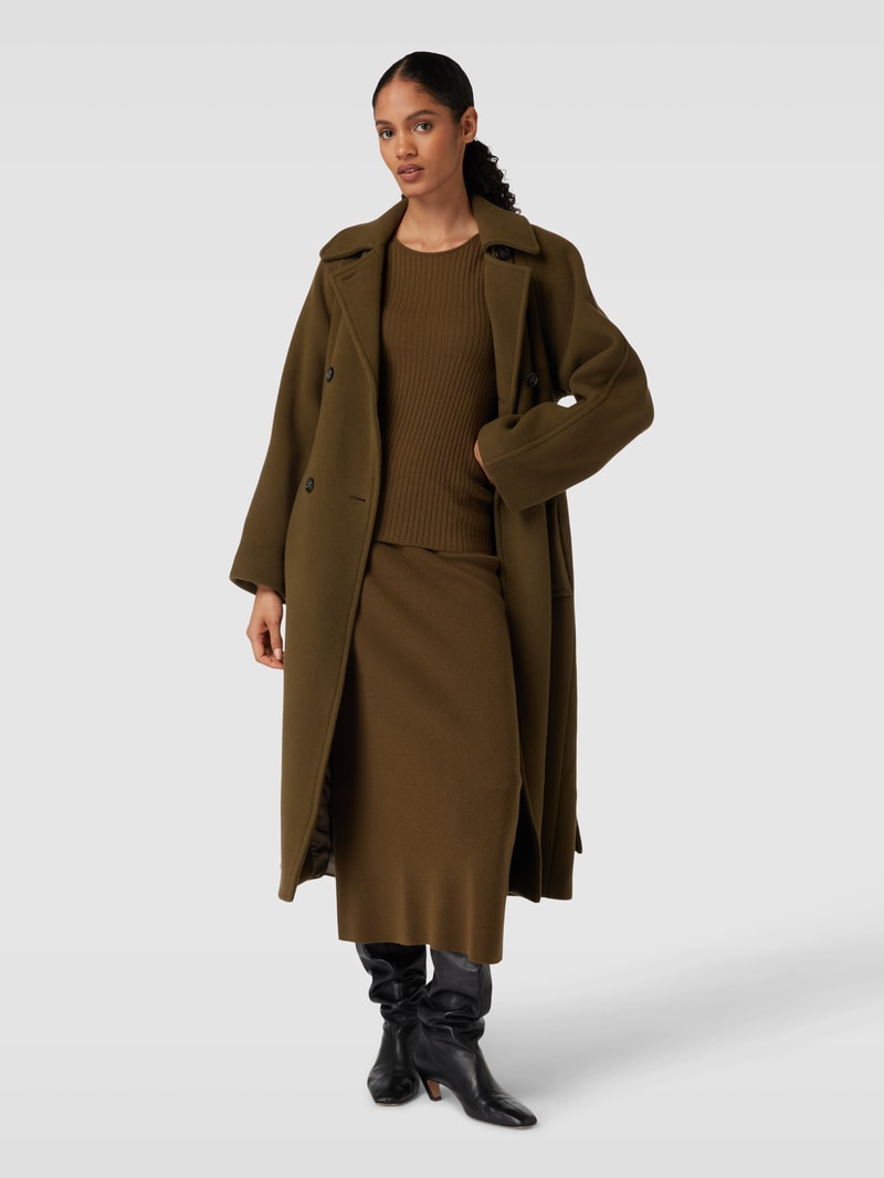 Maxirock aus Schurwoll-Mix in khaki