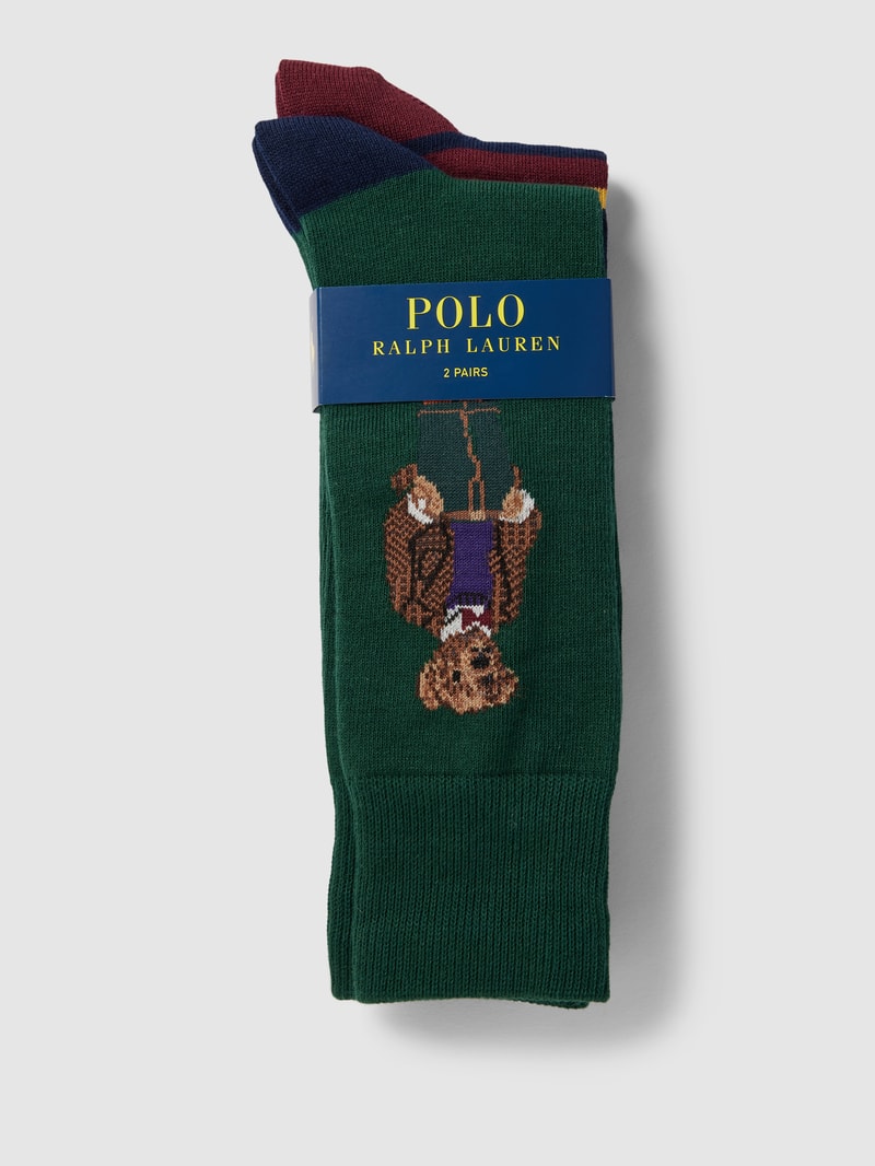Socken mit elastischen Rippenbündchen im 2er-Pack in smaragdgrün
