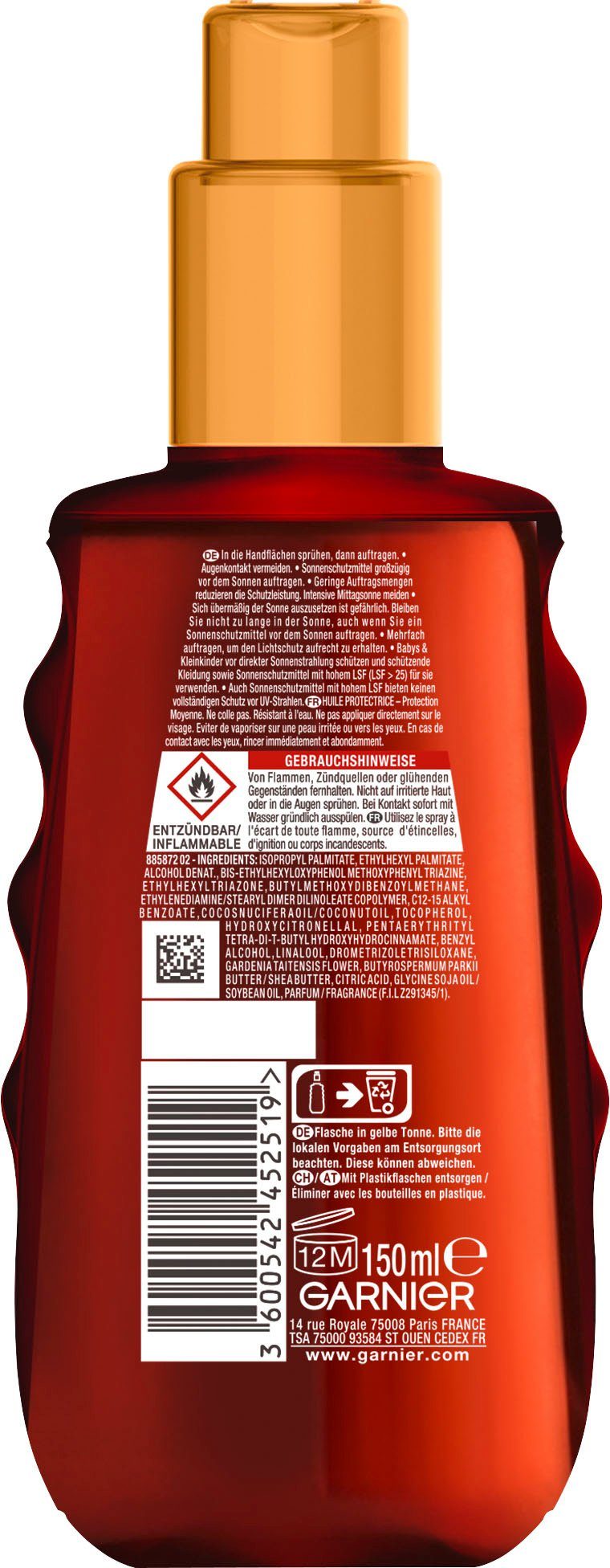 GARNIER Sonnenschutzspray Schützendes Sonnenöl LSF20