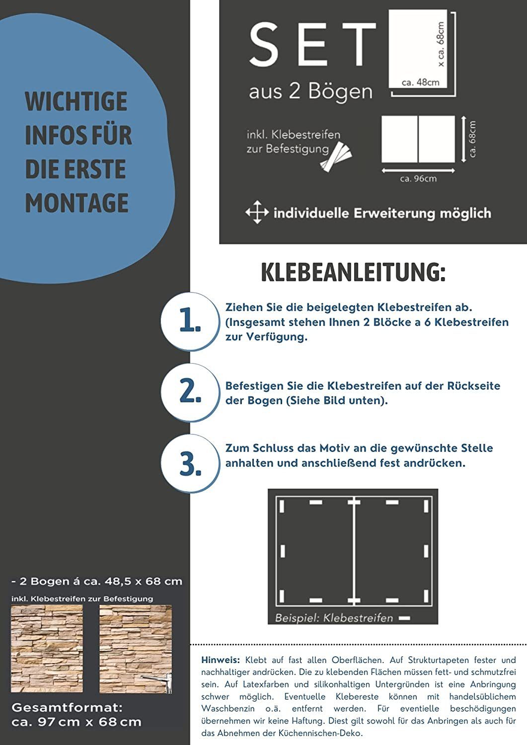 ROXUS Spritzschutz 1a Küchennischen Deko, Spritzschutz, Küchenrückwand, Wandschutz, Wandschutz,einfach leichte schnelle Montage