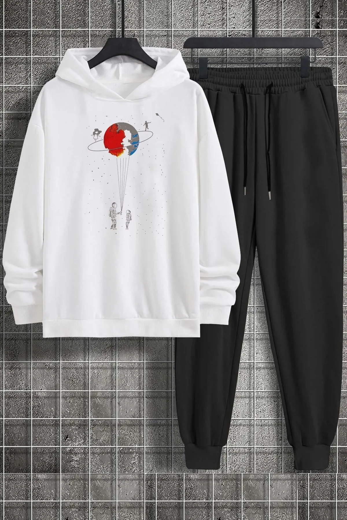 uyguntarz  Bedrucktes Unisex-Trainingsanzug-Set mit Universum-Motiv