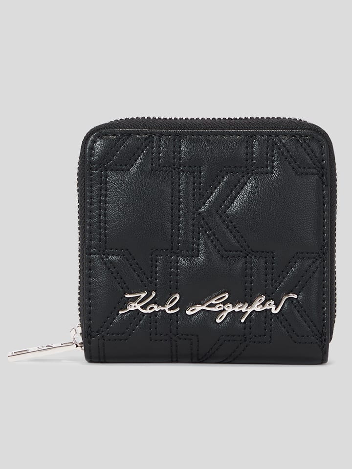 Karl Lagerfeld Leder-Geldbörse in Schwarz günstig kaufen onesize