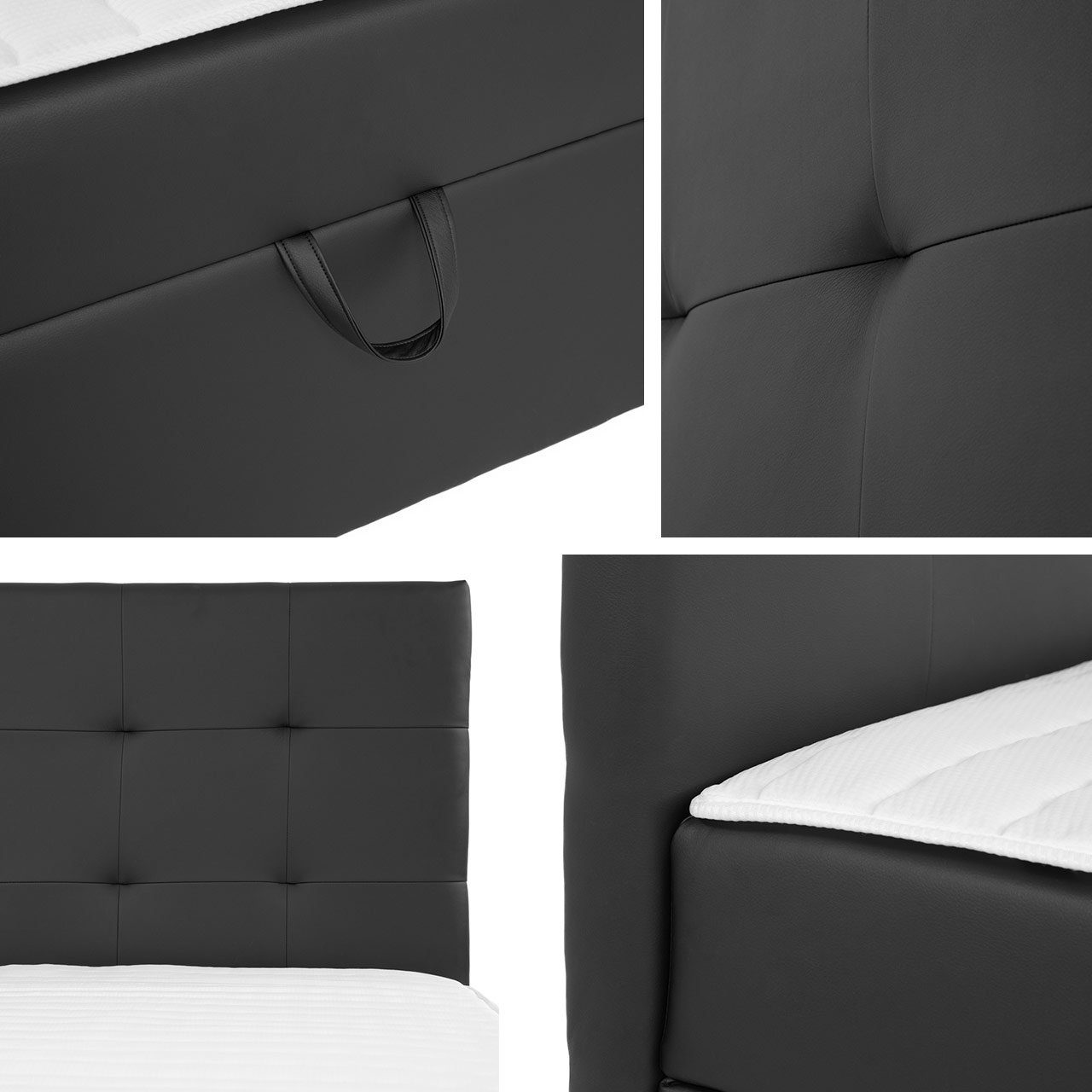 Mirjan24 Boxspringbett Luanda (Bonell-Matratze und Topperr), mit zwei Bettkästen für die Bettwäsche