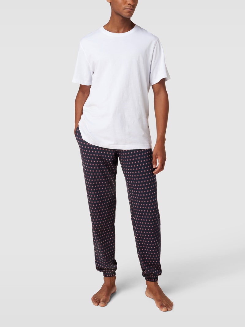 Pyjama-Hose mit floralem Muster Modell 'Mix + Relax Hose lang' in dunkelblau