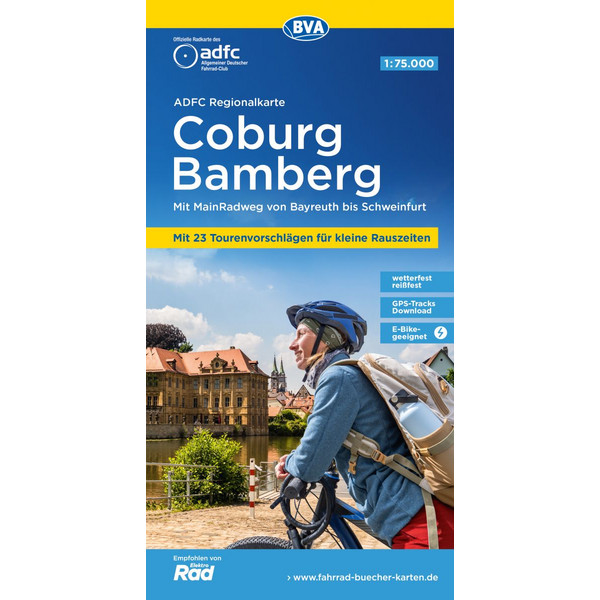 ADFC-REGIONALKARTE COBURG BAMBERG MIT TOURENVORSCHLÄGEN - Fahrradkarte