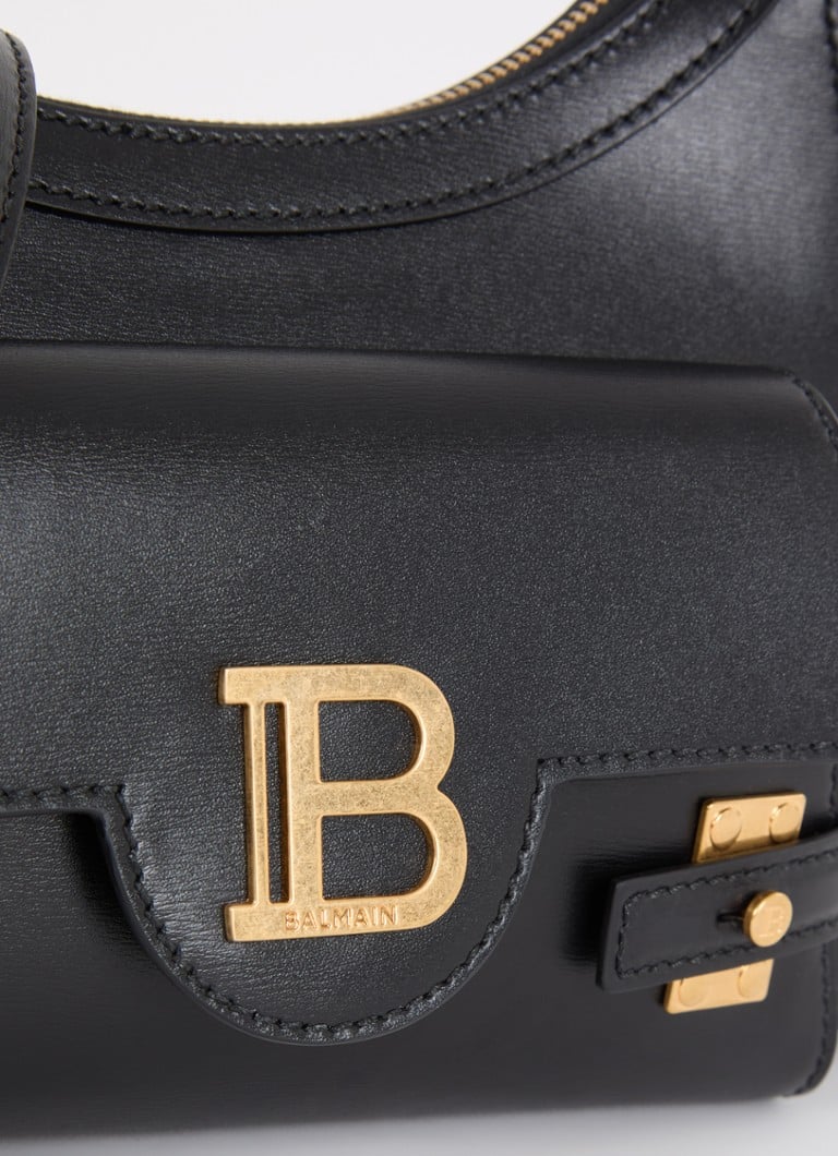 Bolsa de ombro Balmain B-Buzz Hobo em couro de bezerro com logotipo.
