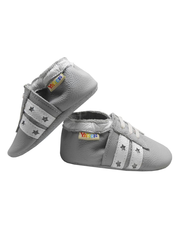 Yalion Leder-Krabbelschuhe in Grau günstig kaufen