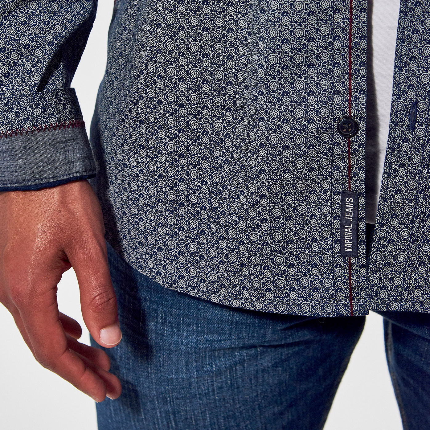 POWEL  Chemise slim bleue Homme imprimé