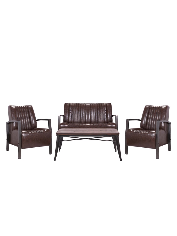 MCW Wohnzimmer-Set H10 im Industriedesign, Braun günstig kaufen onesize