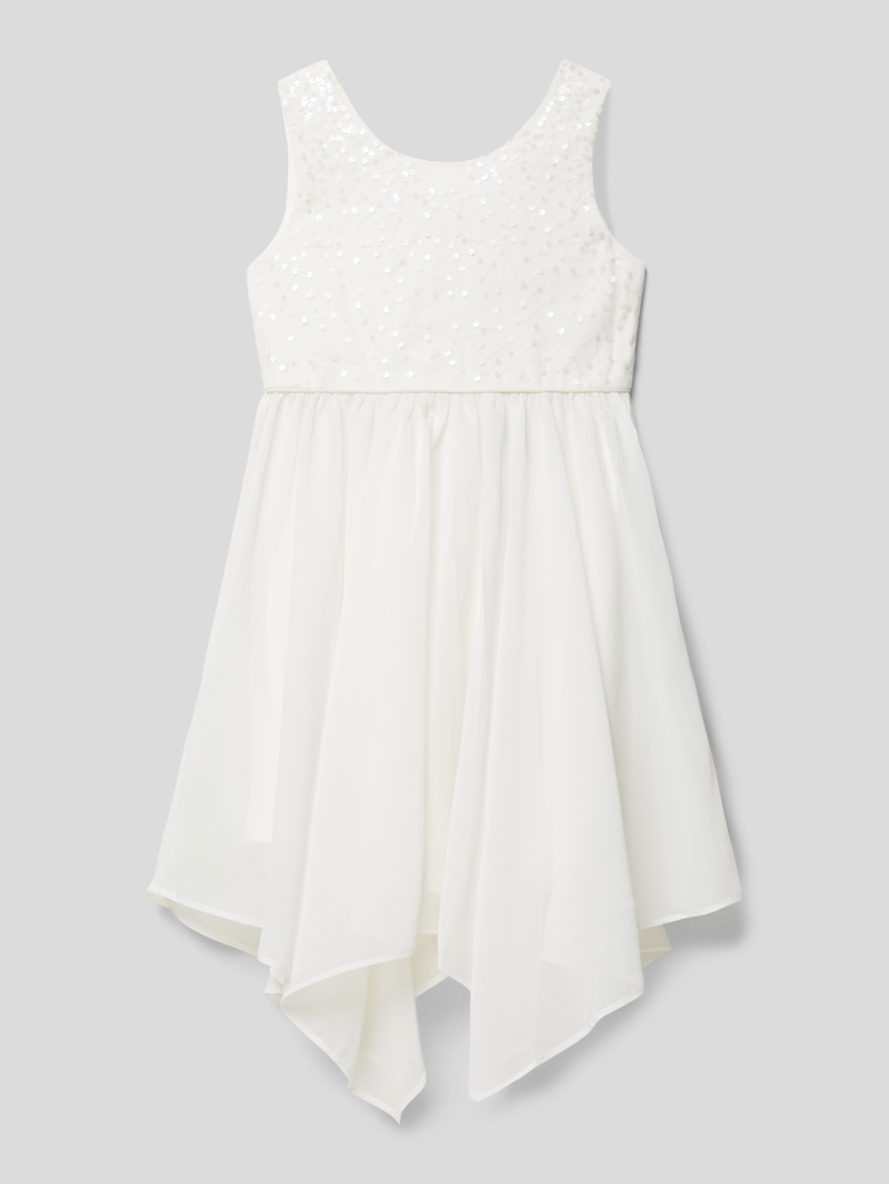 Kleid mit Paillettenbesatz in ecru