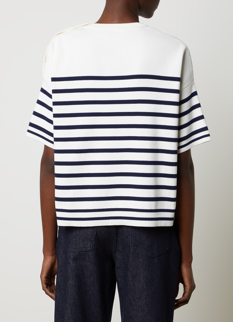 Moncler Fine knit top with logo and decorative buttons
