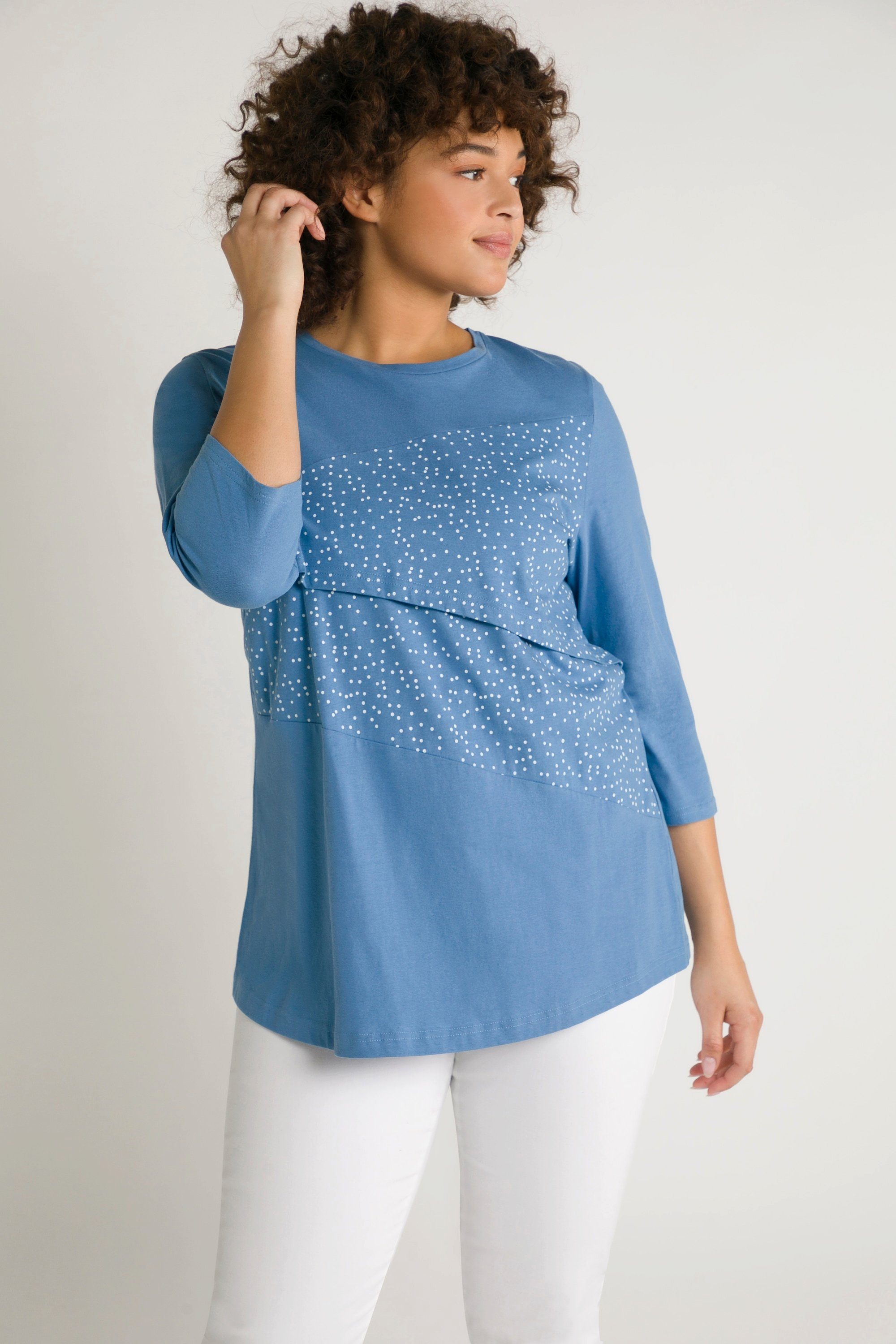 Ulla Popken Umstandsshirt Bellieva-Shirt Stillfunktion A-Linie Punkte
